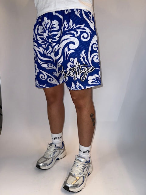 Royal Flower shorts- Blue