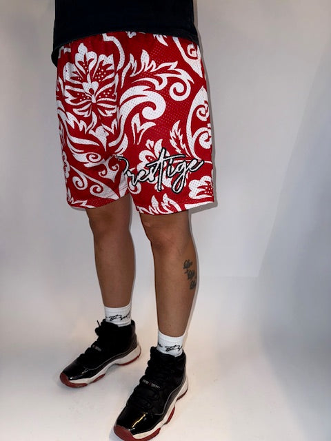 Royal Flower shorts- Red